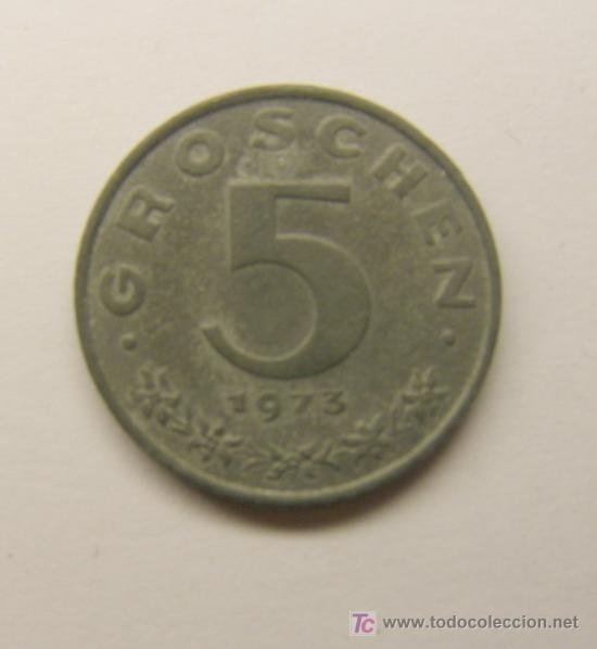 Monedas antiguas de Europa: 5 groschen del a&ntilde;o  1973. Austria. - Foto 2
