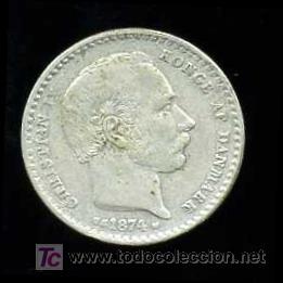 Monedas antiguas de Europa: DINAMARCA: 25 Ore 1874 (Plata) - Foto 1