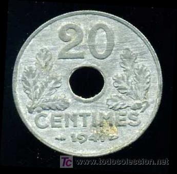 Monedas antiguas de Europa: FRANCIA: 20 Centimos 1941 - Foto 2