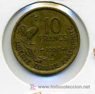 Monedas antiguas de Europa: FRANCIA: 10 Francos 1950 B - Foto 2