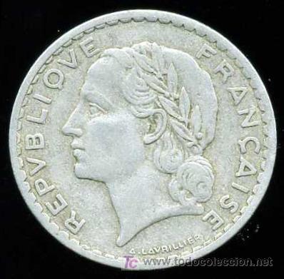 Monedas antiguas de Europa: FRANCIA: 5 Francos 1952 - Foto 1