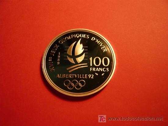 Monedas antiguas de Europa: FRANCIA , 100 FRANCOS - XVI JUEGOS OLIMPICOS INVIERNO ALBERTVILLE 92 - PLATA - BRILLO ESPEJO