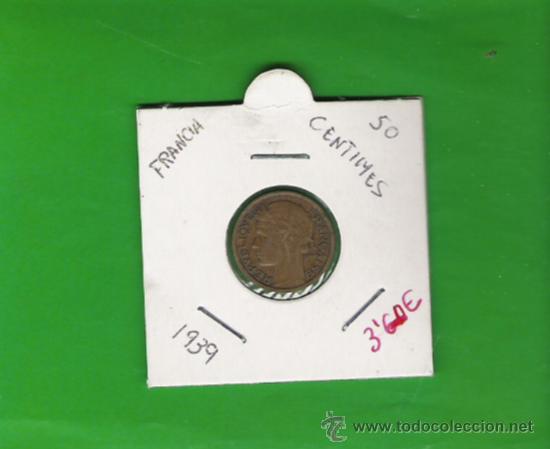 Monedas antiguas de Europa: FRANCIA MONEDA DE 50 CENTIMES   DE 1939 - Foto 1