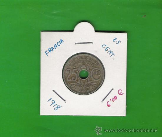 Monedas antiguas de Europa: FRANCIA MONEDA DE 25 CENTIMES   DE 1918 - Foto 1