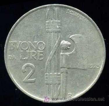 Monedas antiguas de Europa: ITALIA : 2 Liras 1925 - Foto 2