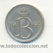 Monedas antiguas de Europa: 4-1103. Moneda B&eacute;lgica. 25 centimos 1966. BC