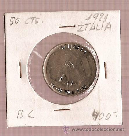Monedas antiguas de Europa: MONEDA 50 CTS ITALIA A&Ntilde;O 1921 BC