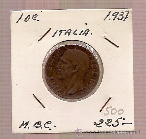 Monedas antiguas de Europa: MONEDA 10 CTS ITALIA A&Ntilde;O 1937 MBC