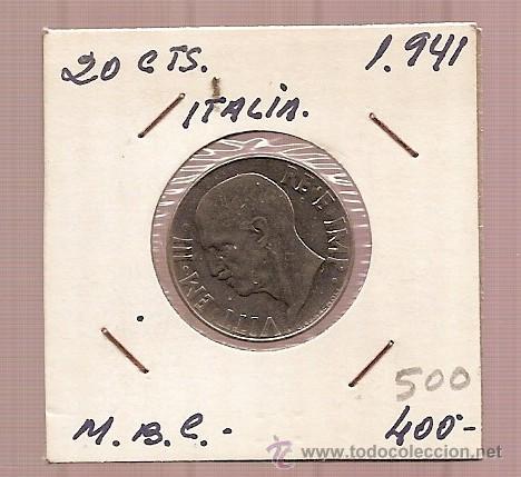 Monedas antiguas de Europa: MONEDA 20 CTS ITALIA A&Ntilde;O 1941 MBC