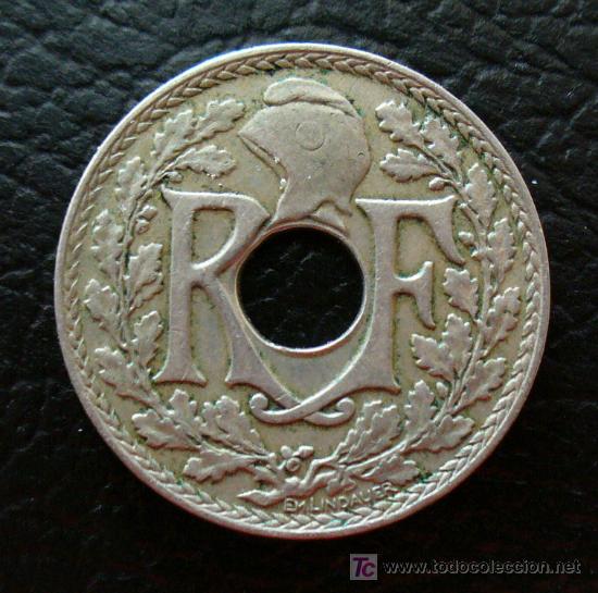 Monedas antiguas de Europa: 5 centimes francia 1920 - Foto 1