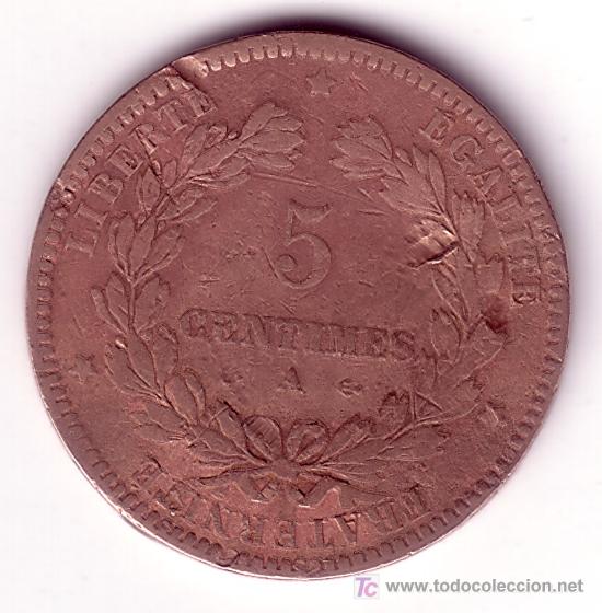 Monedas antiguas de Europa: 5 centimes francia 1871 - Foto 2