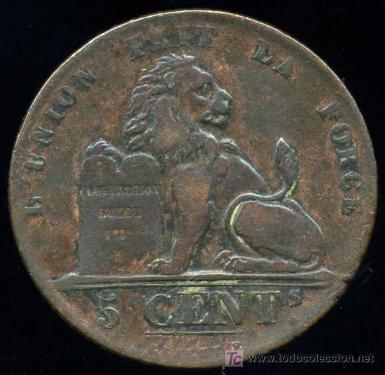 Monedas antiguas de Europa: BELGICA :  5 Centimos 1841 - Foto 2