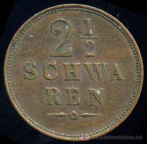 Monedas antiguas de Europa: BREMEN (ESTADOS ALEMANES) : 2 y 1/2 Schwaren 1861