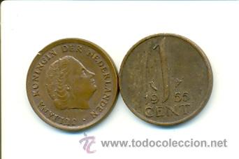 Monedas antiguas de Europa: 4-1383. Moneda Holanda. 1 Cent 1955. BC - Foto 1