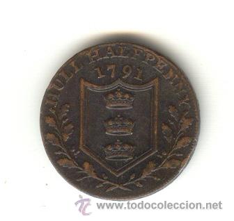 Monete antiche di Europa: BONITO TOKEN 1791 HULL INGLATERRA HALF PENNY DI&Aacute;METRO: 30 MM.