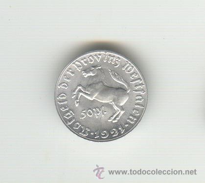 Monete antiche di Europa: SIN CIRCULAR PRECIOSOS 50 PFENINGS A&Ntilde;O 1921 ALEMANIA WESPHALIA. DI&Aacute;METRO: 25 MM.