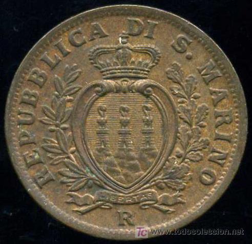 Monedas antiguas de Europa: SAN MARINO : 5 Centesimi 1935 R