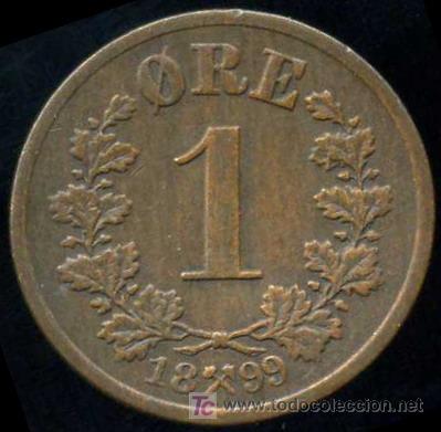 Monedas antiguas de Europa: NORUEGA : 1 Ore 1899 - Foto 2