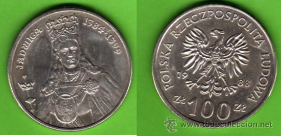 Monedas antiguas de Europa: POLONIA 100 ZLOTYCH 1988, REINA JADWIGA