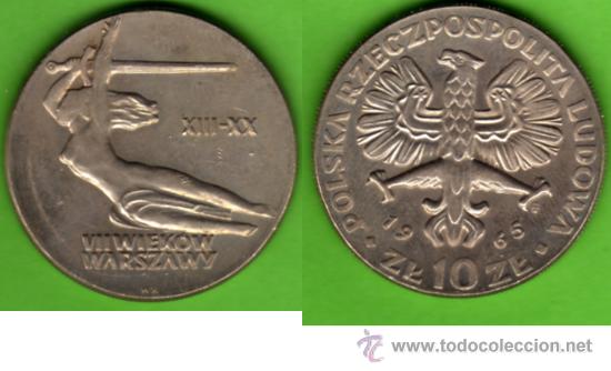 Monedas antiguas de Europa: POLONIA 10 ZL 1965, 700 ANIVERSARIO DE VARSOVIA