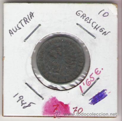 Monedas antiguas de Europa: AUSTRIA MONEDA DE 10 GROCHEN DE 1948 - Foto 1