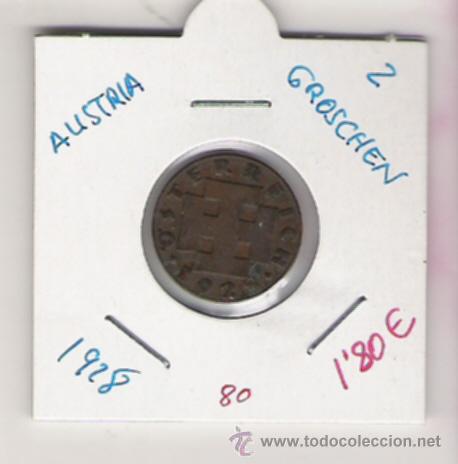 Monedas antiguas de Europa: AUSTRIA MONEDA DE 2 GROCHEN DE 1928 - Foto 1