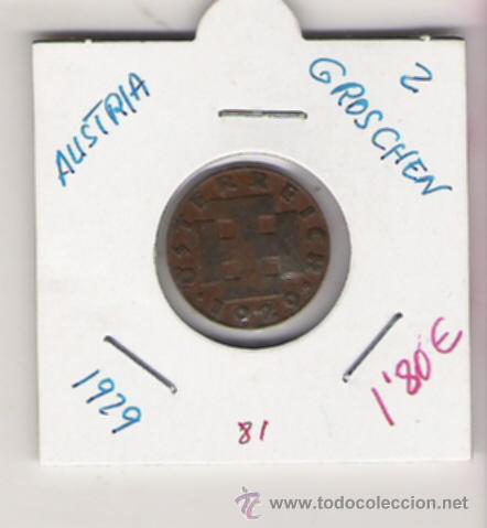 Monedas antiguas de Europa: AUSTRIA MONEDA DE 2 GROCHEN DE 1929 - Foto 1