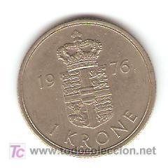 Monedas antiguas de Europa: 1 KRONE DINAMARCA A&Ntilde;O 1976 - Foto 1