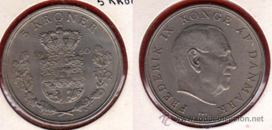 Monedas antiguas de Europa: DINAMARCA 5 CORONAS 1960 - Foto 1