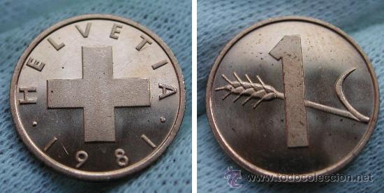 Monedas antiguas de Europa: SUIZA 1 RAPPEN 1981 - Foto 1