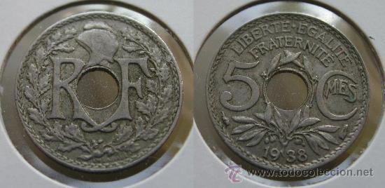 Monedas antiguas de Europa: FRANCIA 5 CENTIMOS 1938 - Foto 1