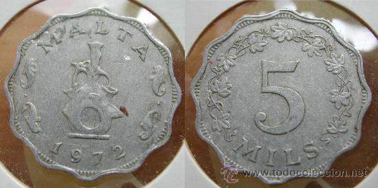 Monedas antiguas de Europa: MALTA 5 MILS 1972 - Foto 1