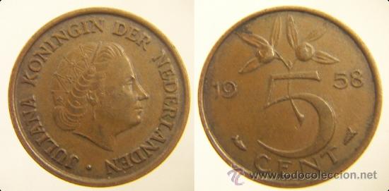 Monedas antiguas de Europa: MONEDA 5 CENT (HOLANDA) 1958 - Foto 1