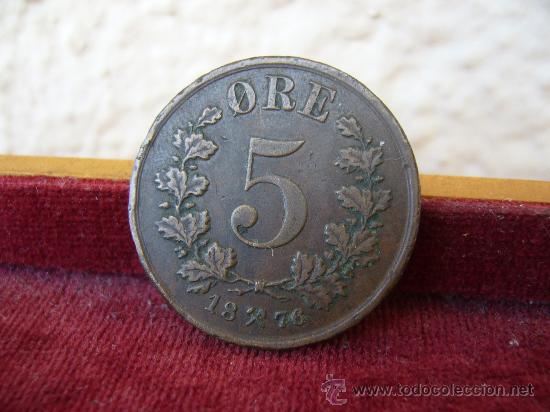Monedas antiguas de Europa: Noruega. 5 Ore 1876 - Foto 2