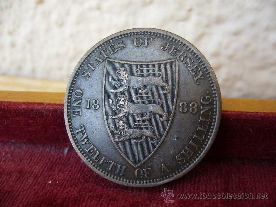 Monedas antiguas de Europa: Jersey - 1/12 Chelin 1888 - Foto 1