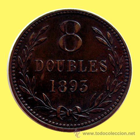 Monedas antiguas de Europa: GUERNESEY . 8 DOUBLES . 1893 - Foto 1