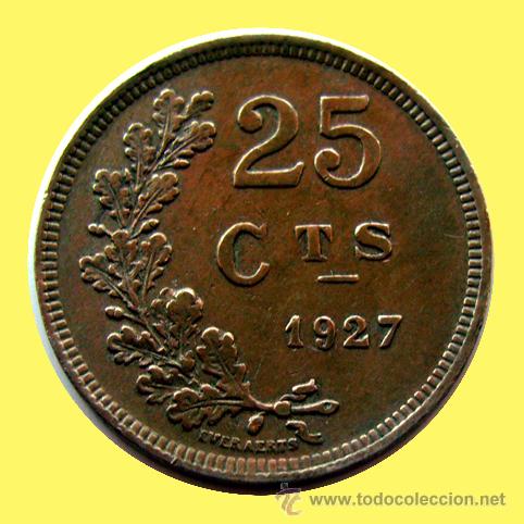 Monedas antiguas de Europa: LUXEMBURGO . 25 CENT. 1927 - Foto 2