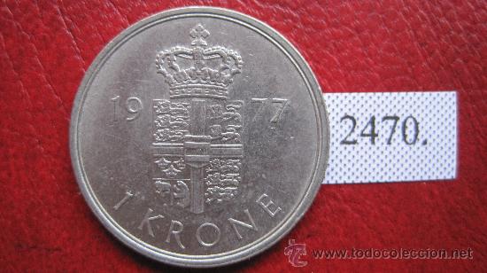 Monedas antiguas de Europa: Dinamarca  1  corona  1977 - Foto 2
