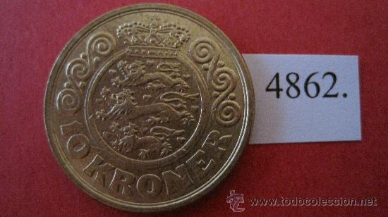 Monedas antiguas de Europa: Dinamarca ,  10  coronas  1989 - Foto 2