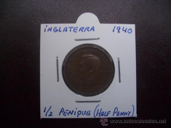 Monedas antiguas de Europa: INGLATERRA: HALF PENNY 1940 - Foto 1