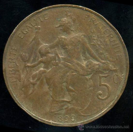 Monedas antiguas de Europa: FRANCIA  : 5 CENT 1899 - Foto 2