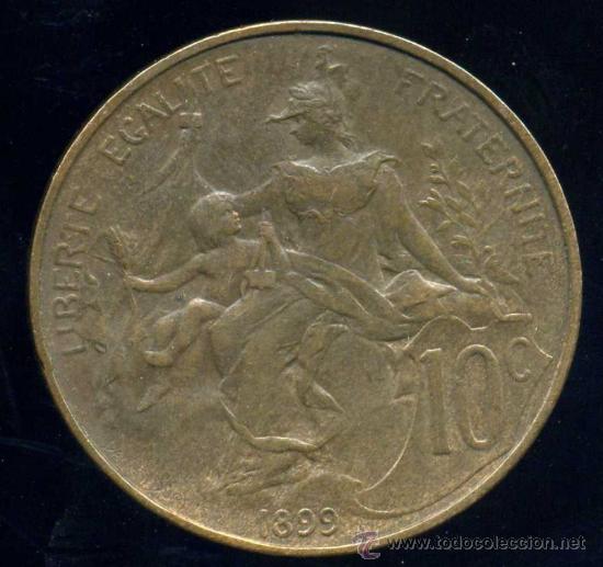 Monedas antiguas de Europa: FRANCIA  : 10 CENT 1899 - Foto 2