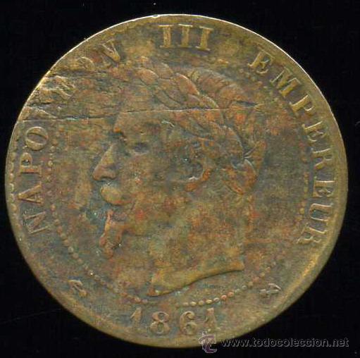 Monedas antiguas de Europa: FRANCIA : 2 CENT 1861 W - Foto 1