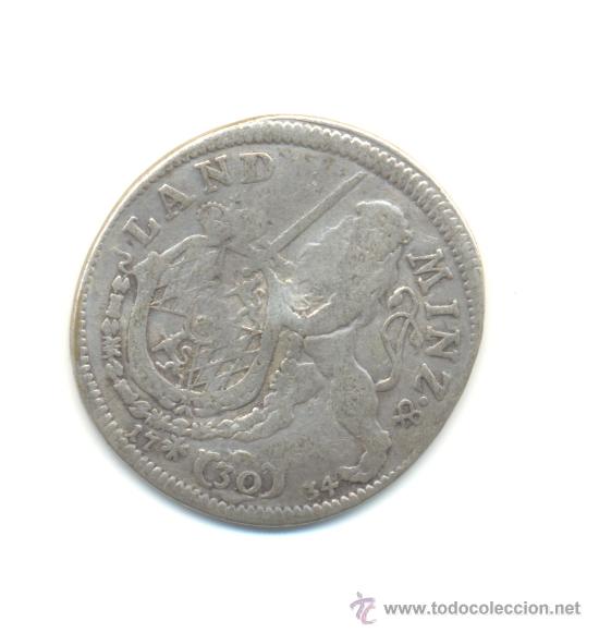 Monnaies anciennes de Europe: ALEMANIA BAVARIA Bayern, 30 Kreuzer 1734, Karl Albrecht PESO: 6'9 GRAMOS