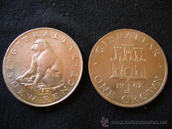 Monedas antiguas de Europa: Lote de 2 monedas de Gibraltar - Foto 1