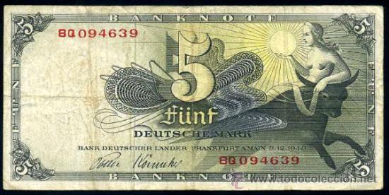 Monedas antiguas de Europa: ALEMANIA : 5 Marcos 9/12/48 Pick 13 MBC - Foto 1