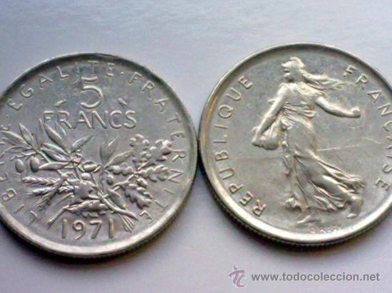 Monedas antiguas de Europa: FRANCIA 5 FRANCOS 1971 - Foto 1