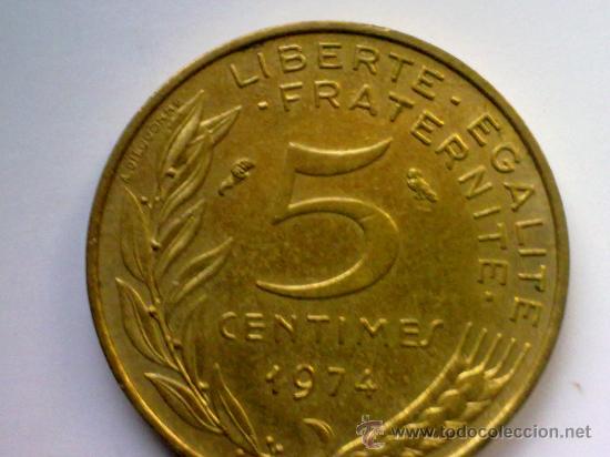 Monedas antiguas de Europa: FRANCIA 5 CENTIMOS 1974 - Foto 1