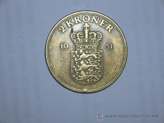 Monedas antiguas de Europa: dinamarca 2 coronas 1951 (2076) - Foto 1