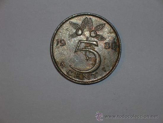 Monedas antiguas de Europa: Holanda 5 centimos 1980 (2730) - Foto 1
